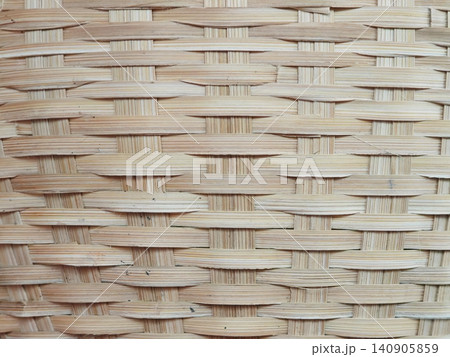 Traditional Woven Bamboo Basket Texture Pattern, Natural Brown Background 140905859