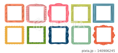 Simple kid photo frame vector collection in hand drawn style. Simple kid photo frame vector collection in hand drawn style. 140906245