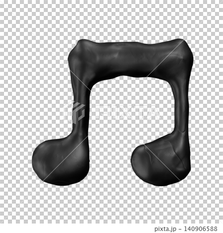 用黏土製作的兩個八分音符的3D圖形。可愛的音樂符號印章圖示。兒童裝飾品。 用黏土製作的兩個八分音符的3D圖形。可愛的音樂符號印章圖示。兒童裝飾品。 140906588