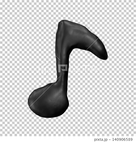 3DCG of an eighth note made of clay. Cute stamp icon of a musical symbol. Decorative material for children. 3DCG of an eighth note made of clay. Cute stamp icon of a musical symbol. Decorative material for children. 140906589