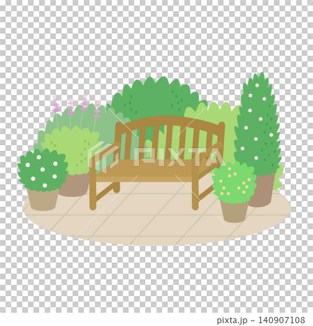 公園裡木製長椅的剪紙插圖(背景透明)。 公園裡木製長椅的剪紙插圖(背景透明)。 140907108