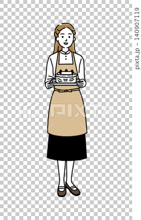 一位在蛋糕店工作的年輕女子 一位在蛋糕店工作的年輕女子 140907119