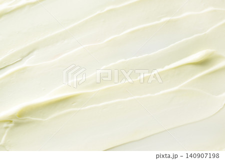 Close-up creamy cosmetic texture background of moisturizer, face cream, shampoo or shower gel with smooth soft waves for skincare and beauty design. 140907198