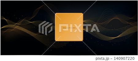 Digital black background. Abstract equalizer with a gold square.  140907220