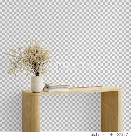 Japandi Console Table Wall Mockup PNG with Curved Wooden Table and Dried Flower Vase, Transparent Background, Soft Shadows Japandi Console Table Wall Mockup PNG with Curved Wooden Table and Dried Flower Vase, Transparent Background, Soft Shadows 140907337