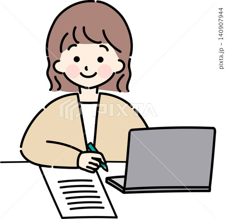 PC前で作業する女性 PC前で作業する女性 140907944