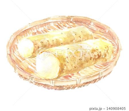 籠に盛られた長いもの水彩イラスト 140908405