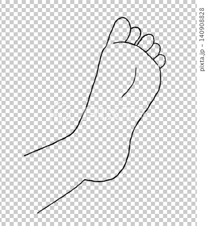 A hand-drawn illustration of the sole of a human foot (black line drawing). A hand-drawn illustration of the sole of a human foot (black line drawing). 140908828