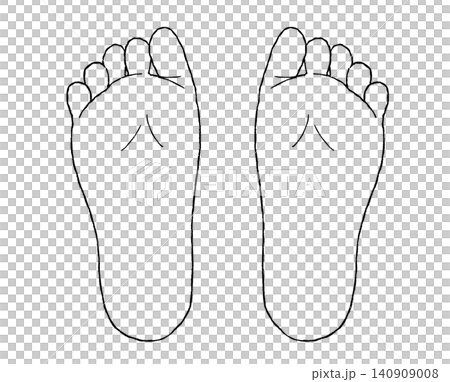 A hand-drawn illustration of the sole of a human foot (black line drawing). A hand-drawn illustration of the sole of a human foot (black line drawing). 140909008