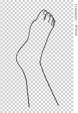 手繪的一隻赤腳插圖（黑色線條畫）。 140909011
