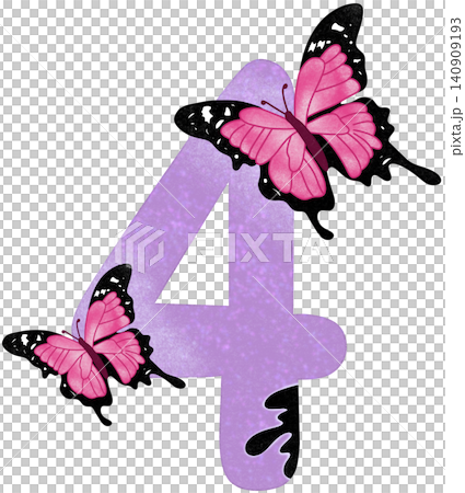 four number with pink butterfly 140909193