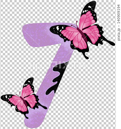 seven number with pink butterfly 140909194