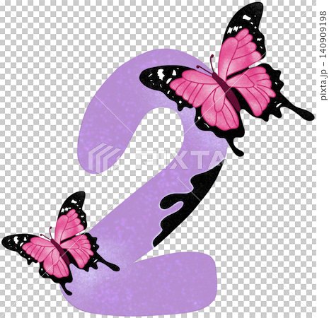 two number with pink butterfly two number with pink butterfly 140909198