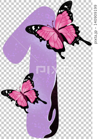 one number with pink butterfly one number with pink butterfly 140909199