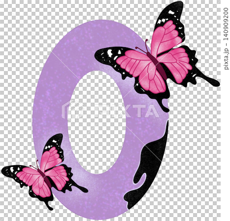 zero number with pink butterfly zero number with pink butterfly 140909200