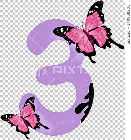 three number with pink butterfly three number with pink butterfly 140909201