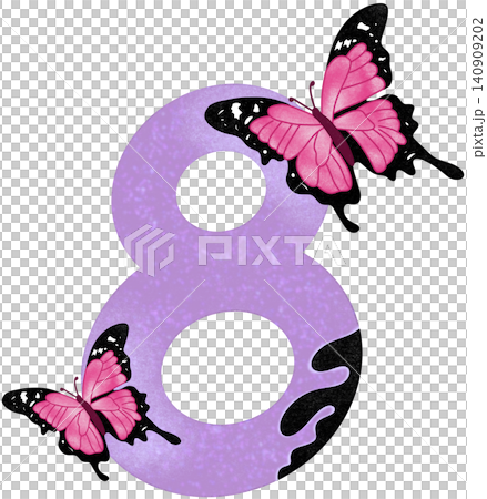 eight number with pink butterfly 140909202