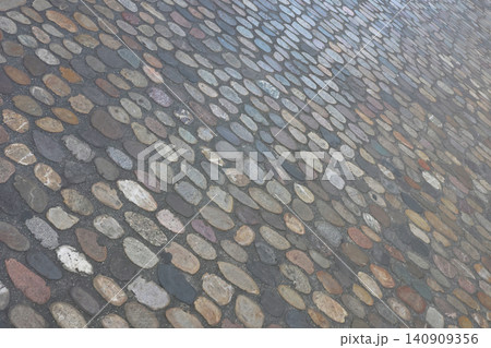 Historic Cobblestone Street - Textured Vintage Pathway Design for Urban Aesthetics 140909356