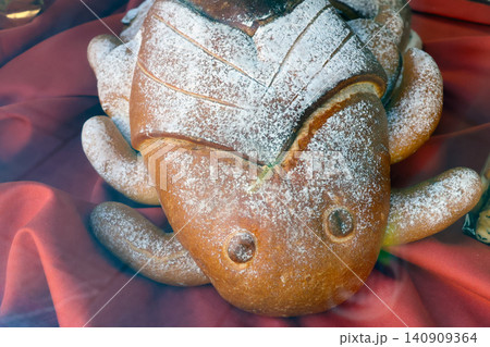 Traditional Day of the Dead Bread in Crab Shape - Unique Mexican Bakery Design 140909364