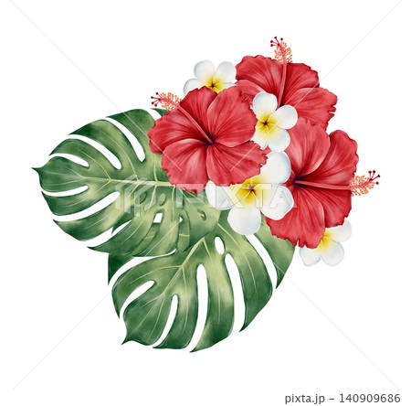 Tropical Floral Collection Watercolor Illustration Tropical Floral Collection Watercolor Illustration 140909686