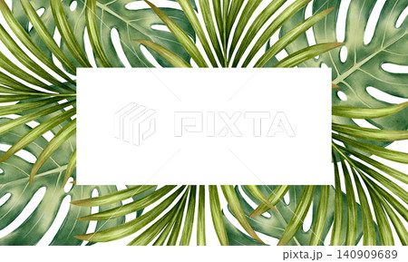 Tropical Leaf Watercolor Frame Illustration Tropical Leaf Watercolor Frame Illustration 140909689