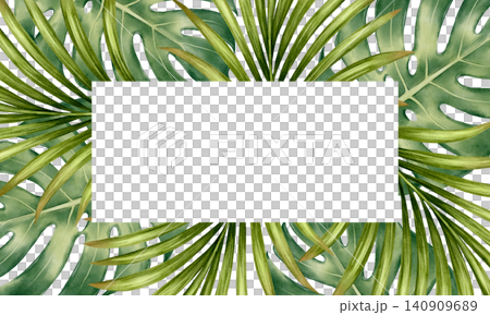 Tropical Leaf Watercolor Frame Illustration Tropical Leaf Watercolor Frame Illustration 140909689