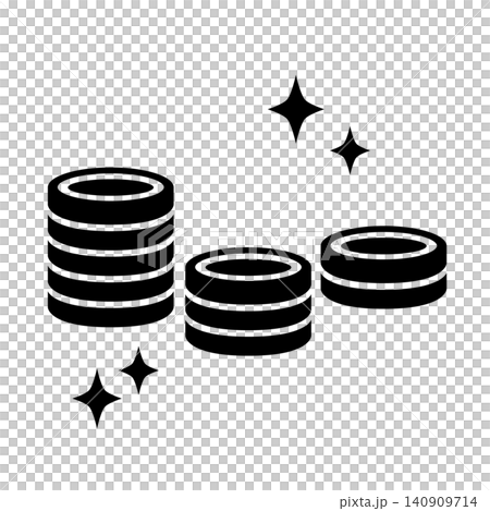 Silhouette illustration of money made up of stacked coins 140909714