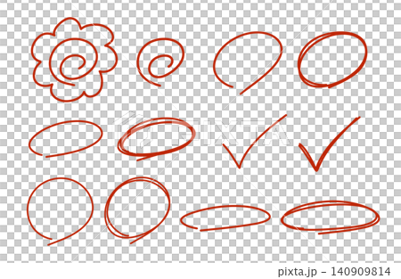 A set of hand-drawn red circles, perfect marks, and checkmarks. A set of hand-drawn red circles, perfect marks, and checkmarks. 140909814