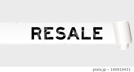 Ripped gray paper background that have word resale under torn part 140910431