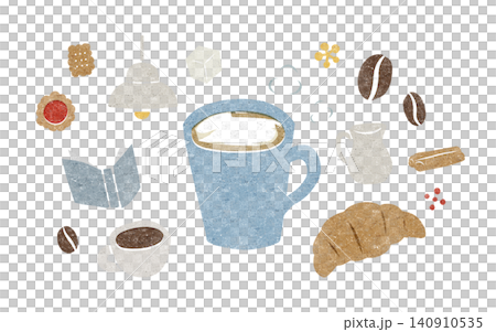 A stylish café time and croissants 140910535