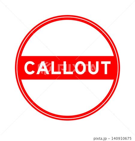 Red color round seal sticker in word callout on white background Red color round seal sticker in word callout on white background 140910675