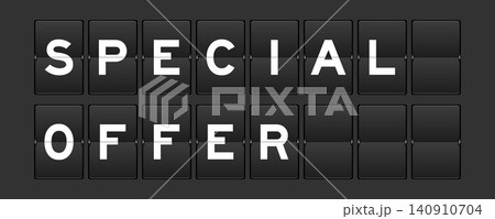 Black color analog flip board with word special offer on gray background 140910704
