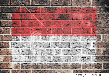 Monaco flag on old brick wall background 140910858