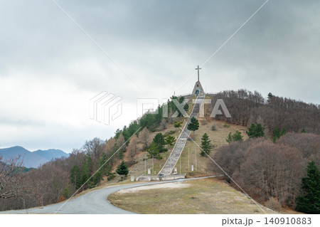 Monte Zurrone military shrine and monument in Roccaraso Abruzzo Italy Monte Zurrone military shrine and monument in Roccaraso Abruzzo Italy 140910883