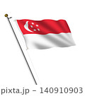 Singapore flagpole 3d illustration on white with clipping path 140910903