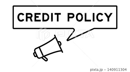 Megaphone icon with speech bubble in word credit policy on white background Megaphone icon with speech bubble in word credit policy on white background 140911304