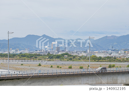 島田市の街並みと島田大橋の風景(静岡県) 島田市の街並みと島田大橋の風景(静岡県) 140912195