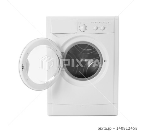 Modern washing machine isolated on white. Laundry day Modern washing machine isolated on white. Laundry day 140912458