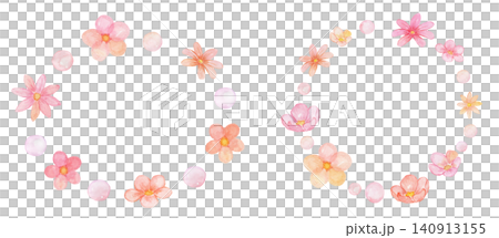 Watercolor-painted red flower round frame material Watercolor-painted red flower round frame material 140913155