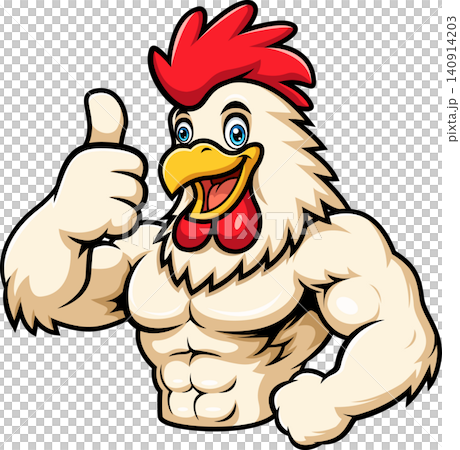 Muscular Rooster Mascot Thumbs Up Muscular Rooster Mascot Thumbs Up 140914203