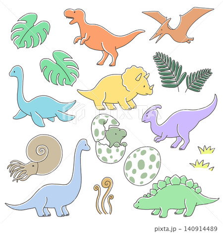 かわいい恐竜のイラストセット かわいい恐竜のイラストセット 140914489
