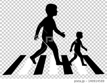 Parent and child using pedestrian crossing for everyday road safety Parent and child using pedestrian crossing for everyday road safety 140914589