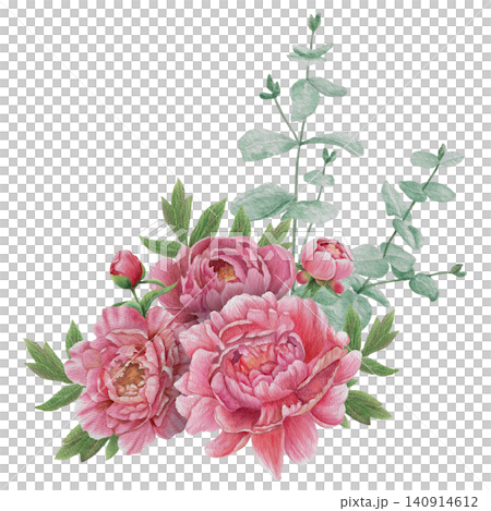Vintage Watercolor Peony Tea Party Clipart Set Composition of peonies and eucalyptus Botanical Collection PNG transparent background Vintage Watercolor Peony Tea Party Clipart Set Composition of peonies and eucalyptus Botanical Collection PNG transparent background 140914612