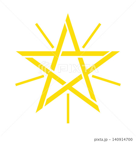 National emblem icon, sticker. Golden pentagram from flag of Ethiopia badge. National emblem icon, sticker. Golden pentagram from flag of Ethiopia badge. 140914700