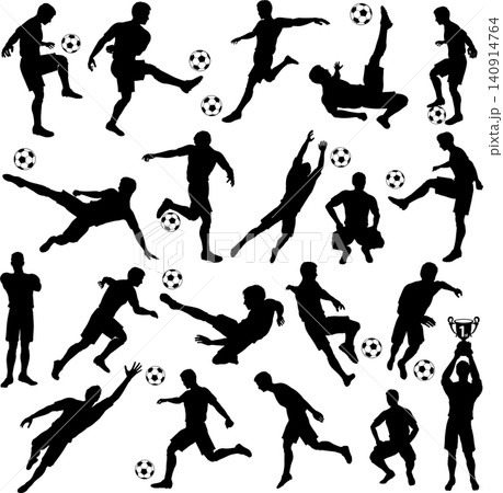 Silhouettes Soccer Players 140914764