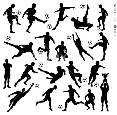 Silhouettes Soccer Players Silhouettes Soccer Players 140914820