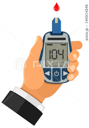 blood glucose meter in hand 140914846