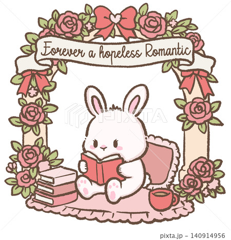 Cute Hopeless Romantic Bunny Reading a Romance Book Under a Beautiful Rose Covered Floral Arch Cozy Book Lover Digital Clipart Cute Hopeless Romantic Bunny Reading a Romance Book Under a Beautiful Rose Covered Floral Arch Cozy Book Lover Digital Clipart 140914956