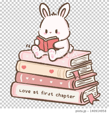 Cute Cozy Bunny Reading on a Stack of Romance Books Love at First Chapter Book Lover Digital Clipart Cute Cozy Bunny Reading on a Stack of Romance Books Love at First Chapter Book Lover Digital Clipart 140914958