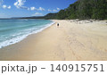 Aerial perspective capturing tranquil island coast with forest and ocean meeting 140915751
